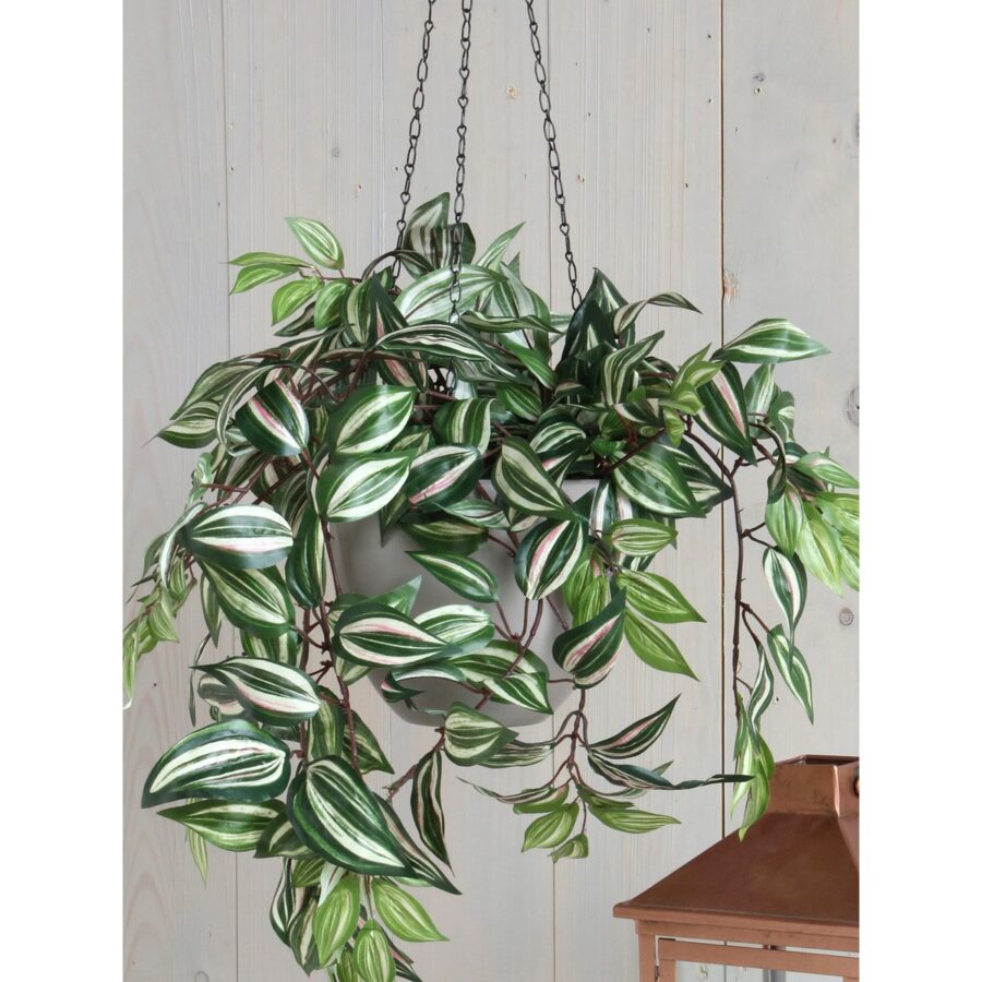 Tradescantia Kunst Hangplant in Bloempot Stan - H45 x Ø25 cm - Groen - Afbeelding 6