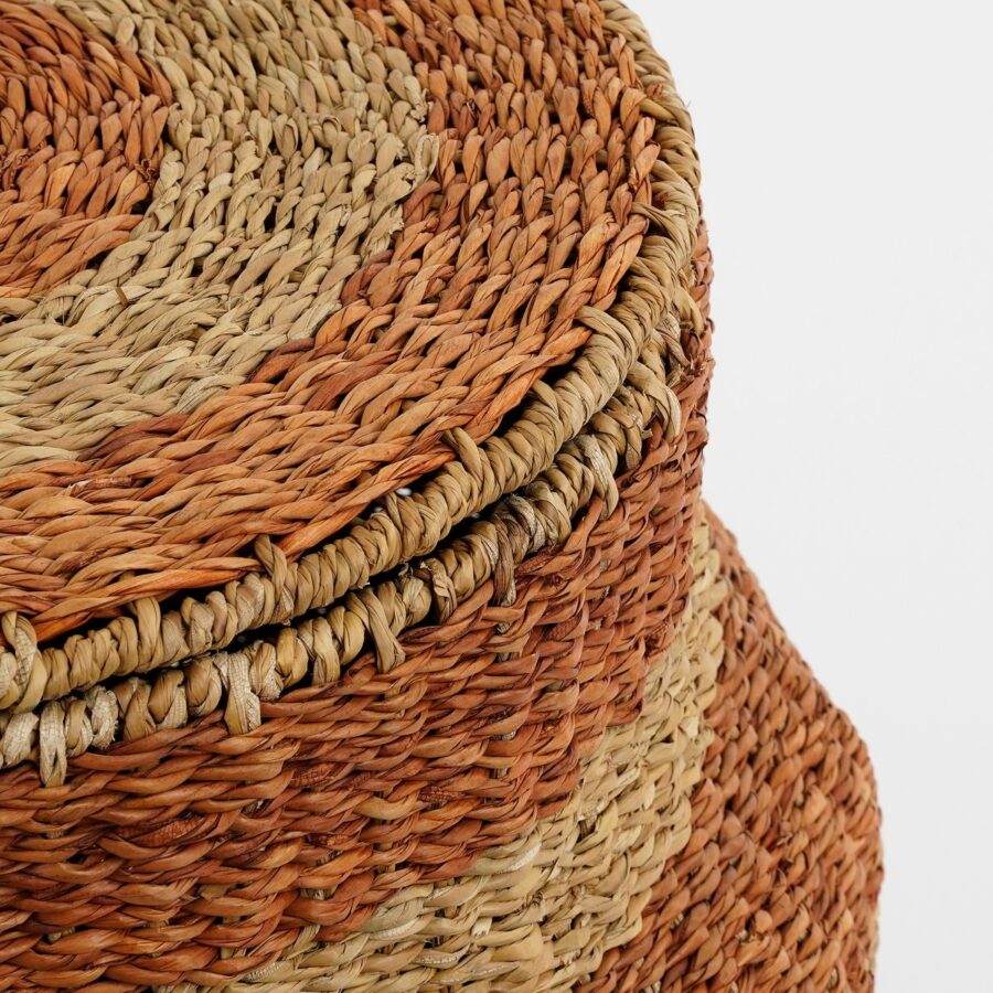 Tacoma Opbergmand met Deksel - H48 x Ø55 cm - Jute - Oranje - Afbeelding 2