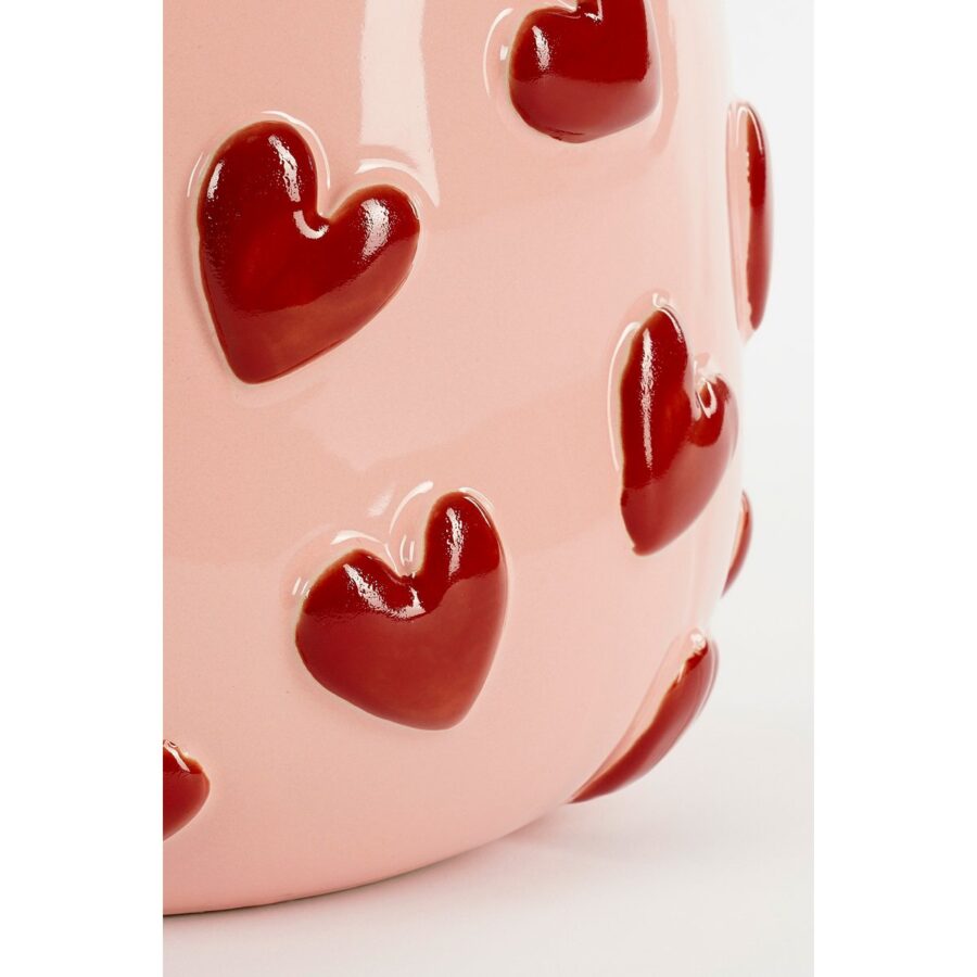 Hearts Vaas - H28 x Ø29 cm - Keramiek - Roze, Rood - Afbeelding 4