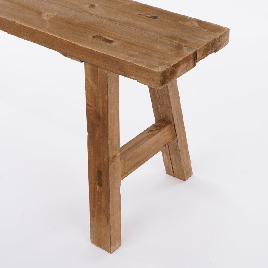 Bold Houten Bankje - L108 x B20 x H37 cm - Gerecycled Hout - Bruin - Afbeelding 3