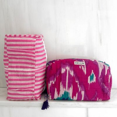 handgemaakte make-uptas 'Paarse Ikat'