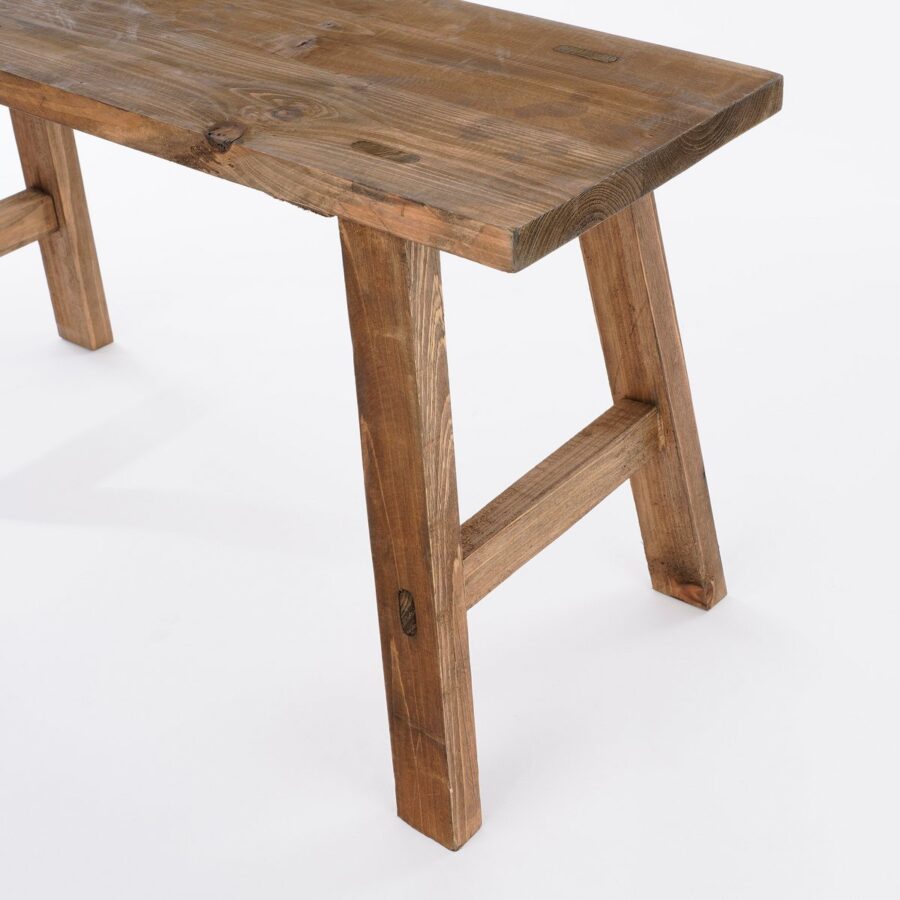 Bold Houten Bankje - L80 x B37 x H44 cm - Gerecycled Hout - Bruin - Afbeelding 3