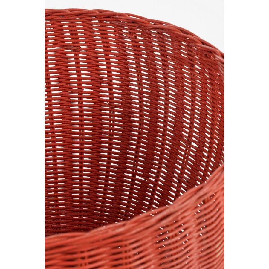 Opbergmand met Deksel - Set van 2 - H48 x Ø30 cm - Rotan - Rood - Afbeelding 5
