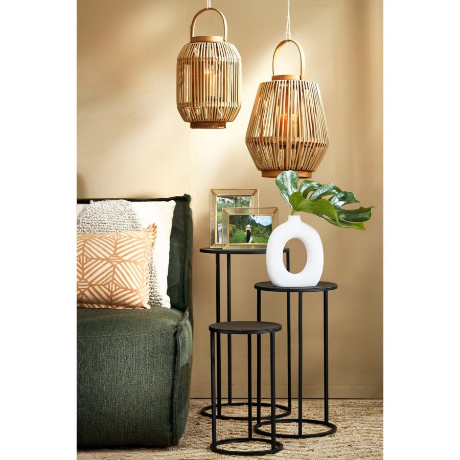 Quinty Bijzettafel - Set van 3 - H70 x Ø32 cm - Metaal - Zwart - Afbeelding 5