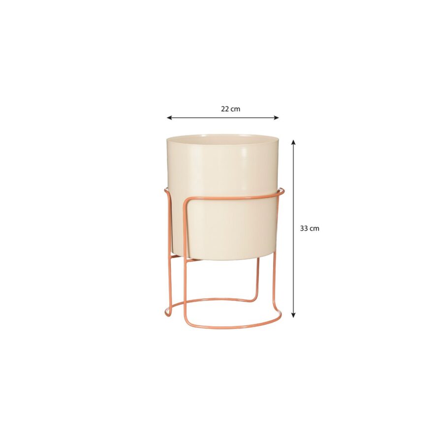 Collins Bloempot op Standaard - H33 x Ø22 cm - Metaal - Off-white, Perzik - Afbeelding 6