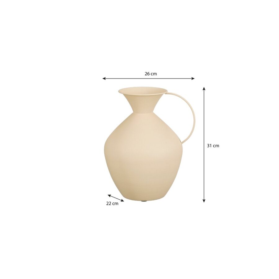 Gyge Vaas - L26 x B22 x H31 cm - Metaal - Off-white - Afbeelding 7