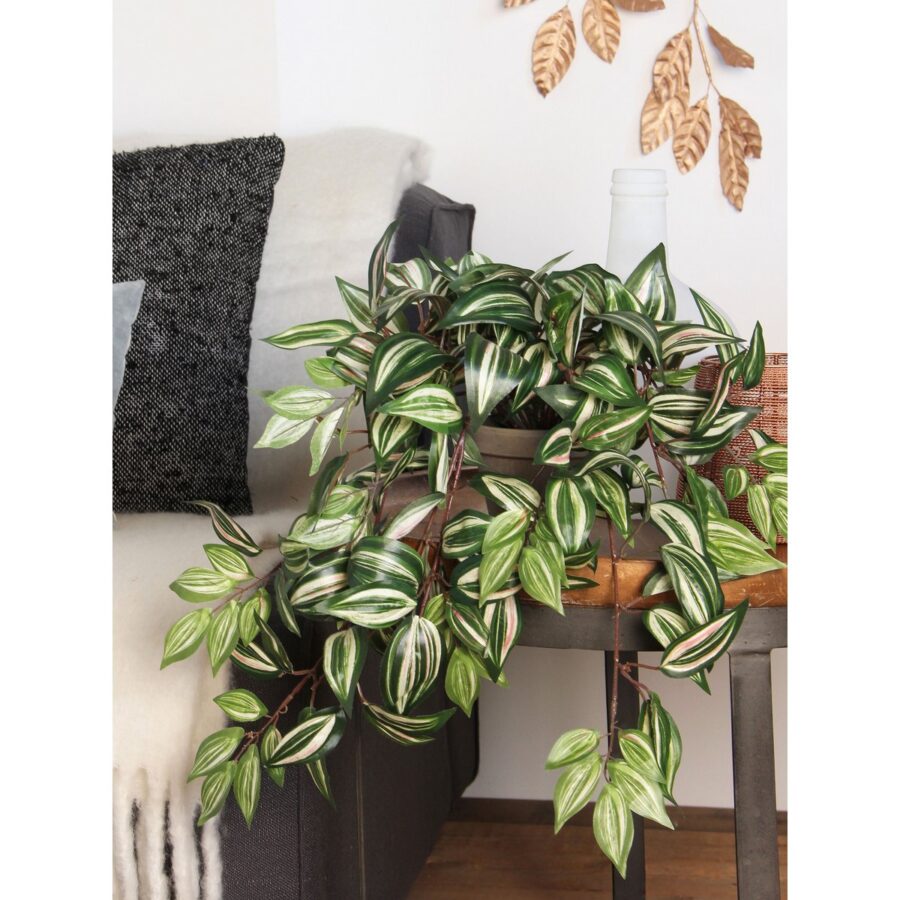 Tradescantia Kunst Hangplant in Bloempot Stan - H45 x Ø25 cm - Groen - Afbeelding 7