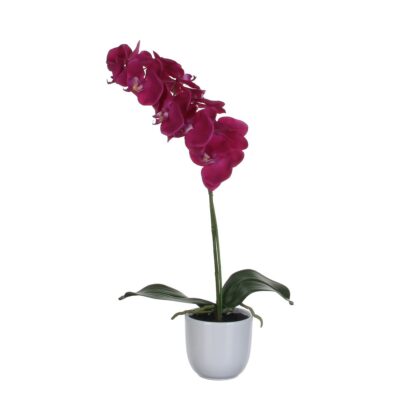 Phalaenopsis Kunstplant in Bloempot Tusca - H60 x Ø16 cm - Paars