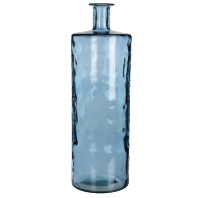 Guan Fles Vaas - H75 x Ø25 cm - Gerecycled Glas - Blauw