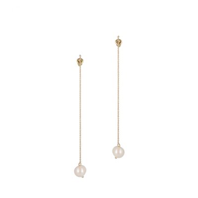 Cream Pearl String Earrings