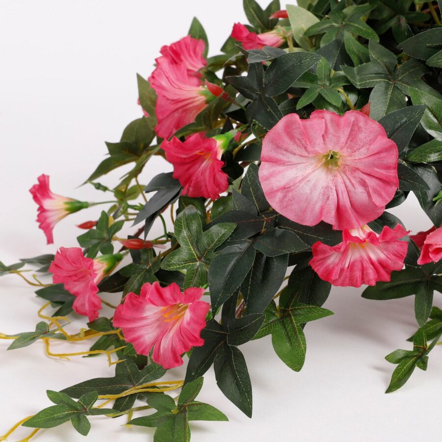 Petunia Kunst Hangplant in Bloempot Stan - L25 x B45 x H50 cm - Donkerroze - Afbeelding 2