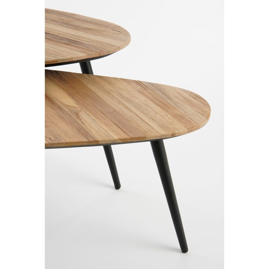 Jailey Bijzettafel - Set van 2 - L84 x B39 x H39 cm - Gerecycled Hout - Bruin - Afbeelding 4