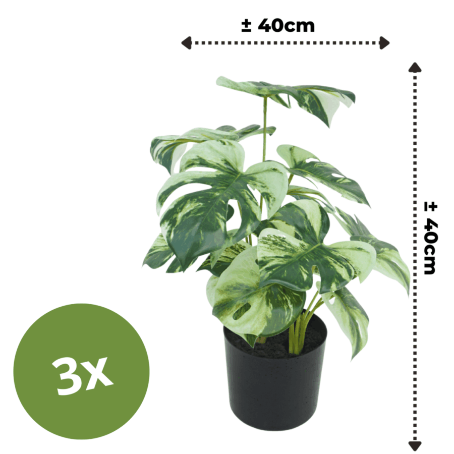 3st. Monstera Kunstplant 40cm - Afbeelding 4