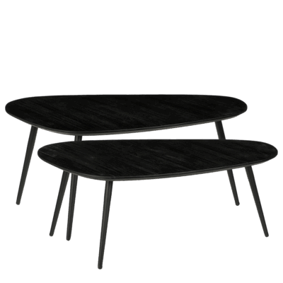 Jailey Bijzettafel - Set van 2 - L84 x B39 x H39 cm - Gerecycled Hout - Zwart