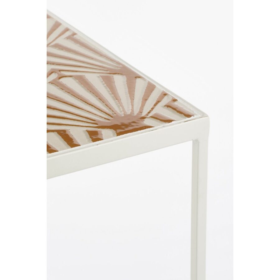 Odile Bijzettafel voor Buiten - Set van 3 - L28 x B28 x H67 cm - Metaal - Bruin, Wit - Afbeelding 2
