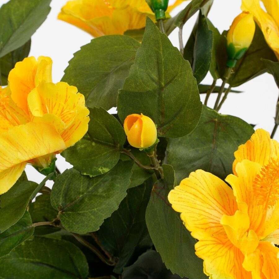 Hibiscus Kunstplant in Bloempot Stan - H40 x Ø30 cm - Geel - Afbeelding 3