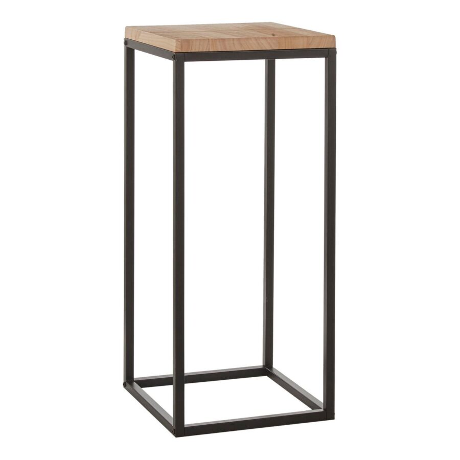 Oskar Plantentafel - L35 x B35 x H81 cm - Hout, Metaal - Zwart