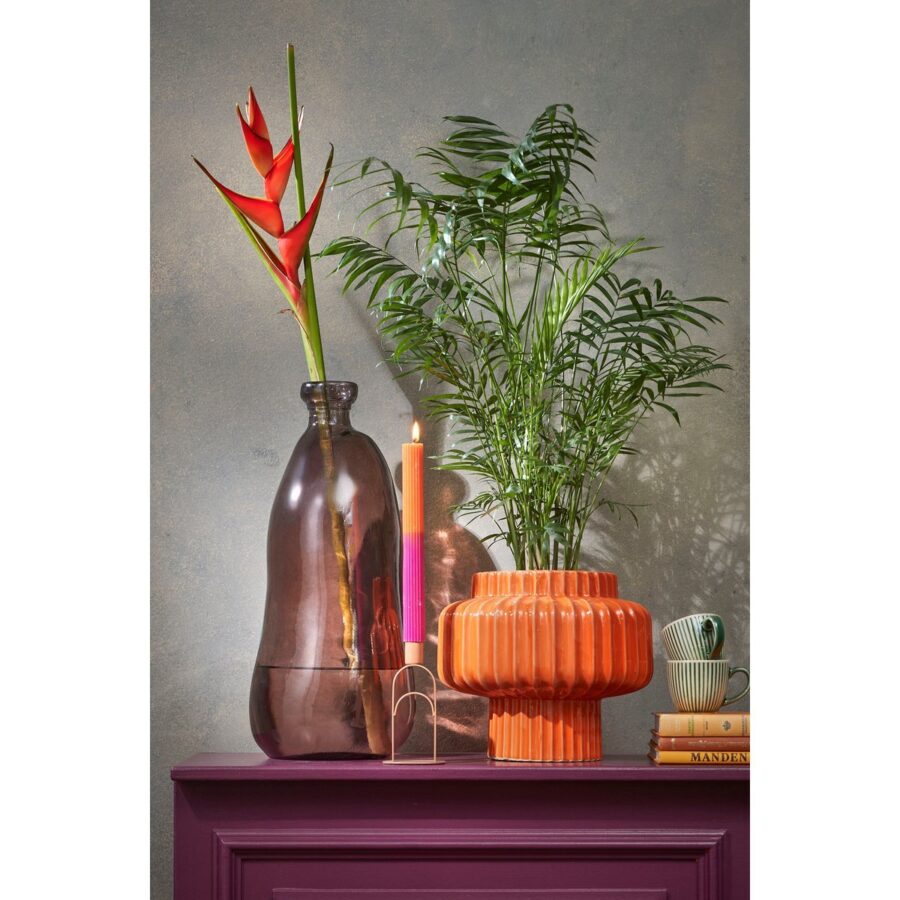Pinto Vaas - H51 x Ø22 cm - Gerecycled Glas - Donkerbruin - Afbeelding 5