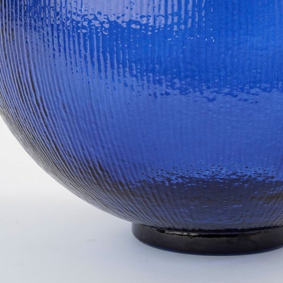 Firenza Fles Vaas - H42 x Ø34 cm - Gerecycled Glas - Donkerblauw - Afbeelding 3