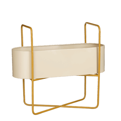 Shandy Staande Plantenbak - L54 x B23 x H48 cm - Metaal - Off White, Lichtbruin