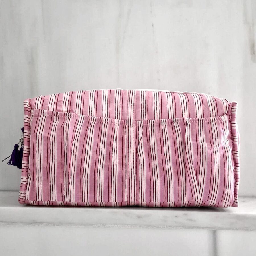handgemaakte make-uptas 'Paarse Ikat' - Afbeelding 2