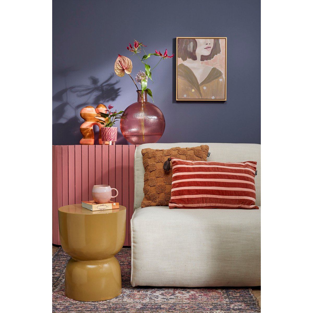 Sierkussen Streep - 55 x 35 cm - Katoen Velvet - Roze - Afbeelding 5