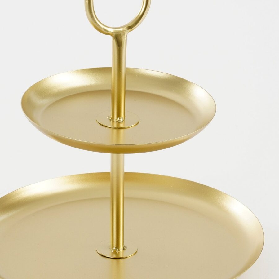 Rama Etagere 2 Laags - L28 x B28 x H36 cm - Metaal - Goud - Afbeelding 3