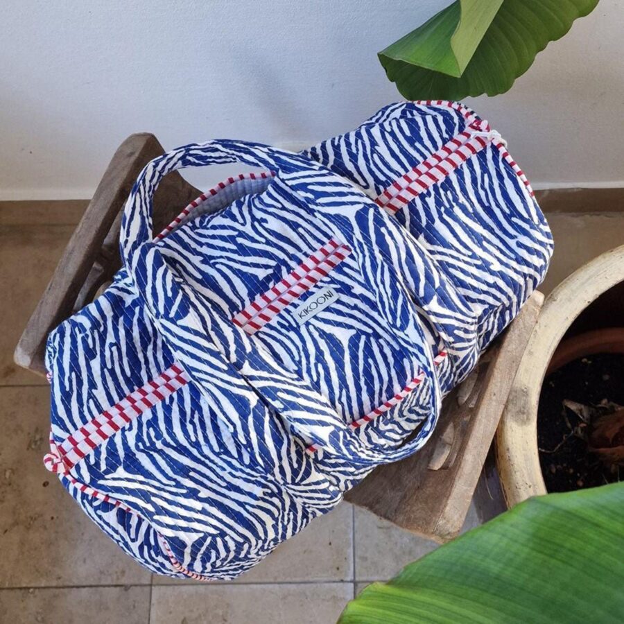 handgemaakte katoenen tas "blauwe zebra" - Afbeelding 8
