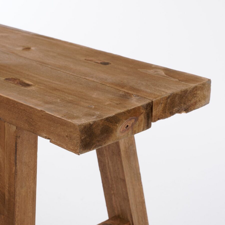 Bold Houten Bankje - L108 x B20 x H37 cm - Gerecycled Hout - Bruin - Afbeelding 2