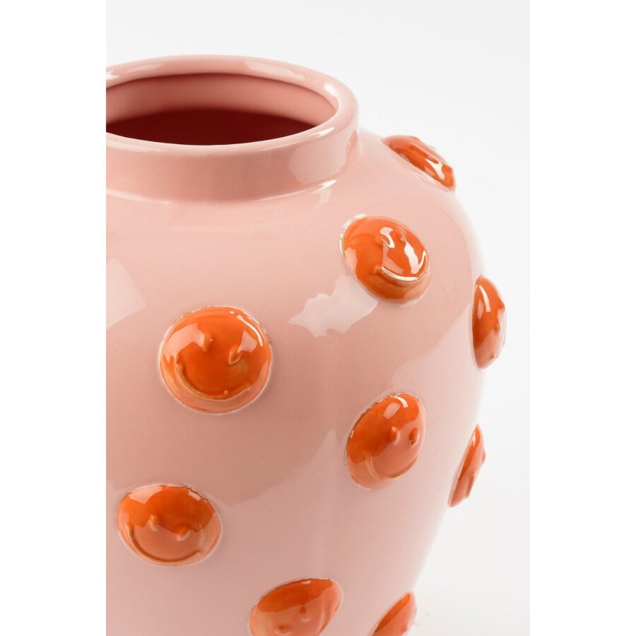 Smiley Vaas - H33 x Ø30 cm - Keramiek - Lichtroze, Oranje - Afbeelding 2