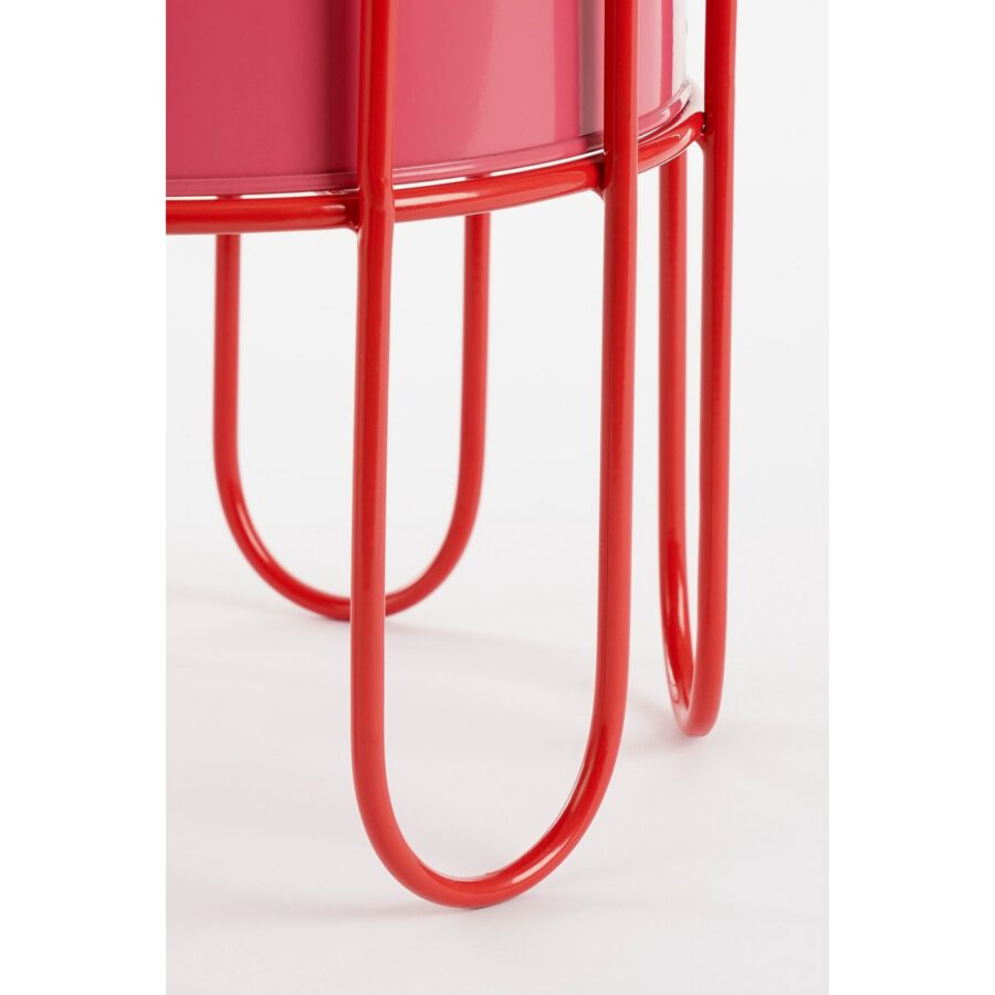 Dione Bloempot op Standaard - Set van 2 - H35 x Ø26 cm - Metaal - Rood, Roze - Afbeelding 3