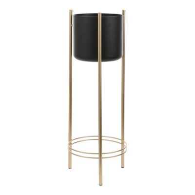 Sverre Bloempot op Standaard - H81 x Ø27 cm - Zwart, Goud