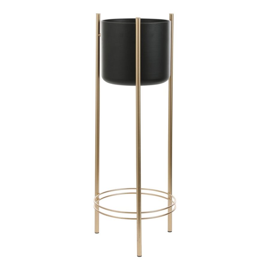 Sverre Bloempot op Standaard - H81 x Ø27 cm - Zwart, Goud