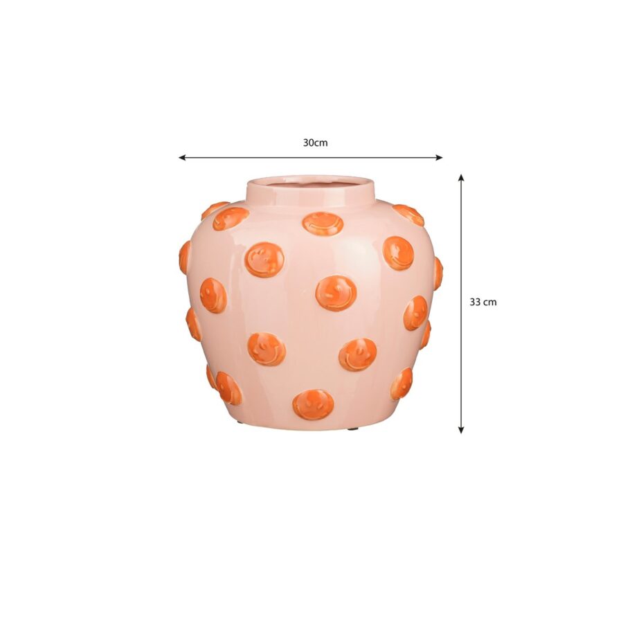 Smiley Vaas - H33 x Ø30 cm - Keramiek - Lichtroze, Oranje - Afbeelding 5