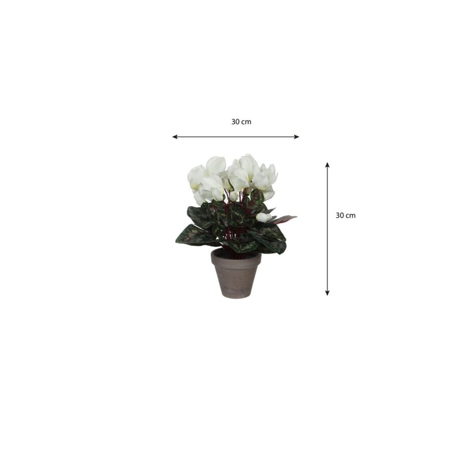 Cyclaam Kunstplant in Bloempot Stan - H30 x Ø30 cm - Wit - Afbeelding 5