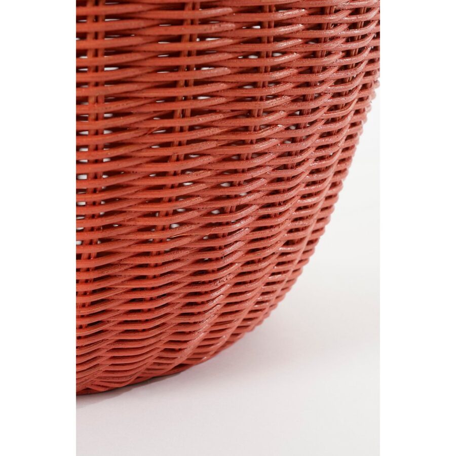 Opbergmand met Deksel - Set van 2 - H48 x Ø30 cm - Rotan - Rood - Afbeelding 4