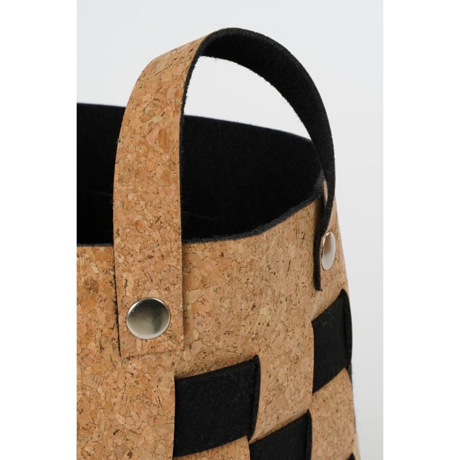 Opbergmand - Set van 3 - L40 x B30 x H30 cm - Kurk/Vilt - Zwart - Afbeelding 2