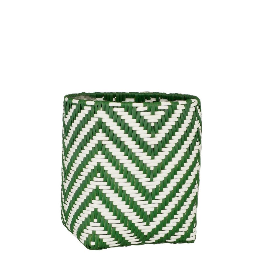 Merlijn Plantenmand voor Buiten - Set van 3 - H26 x Ø24 cm - Gerecycled Plastic - Donkergroen, Wit - Afbeelding 5