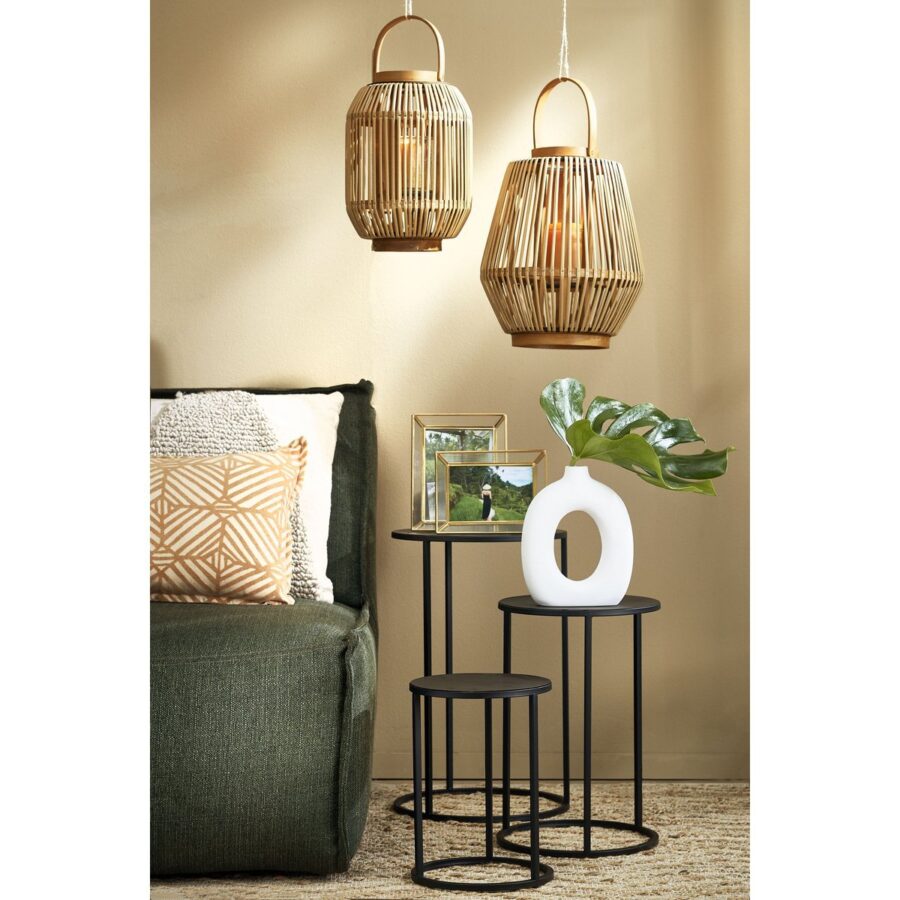 Quinty Bijzettafel - Set van 3 - H50 x Ø32 cm - Metaal - Zwart - Afbeelding 6
