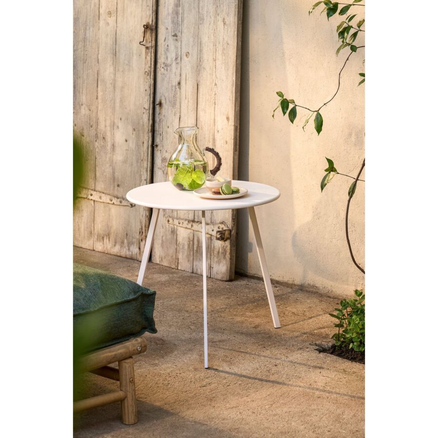 Seatle Bijzettafel Buiten - H50 x Ø50 cm - Metaal - Wit - Afbeelding 5