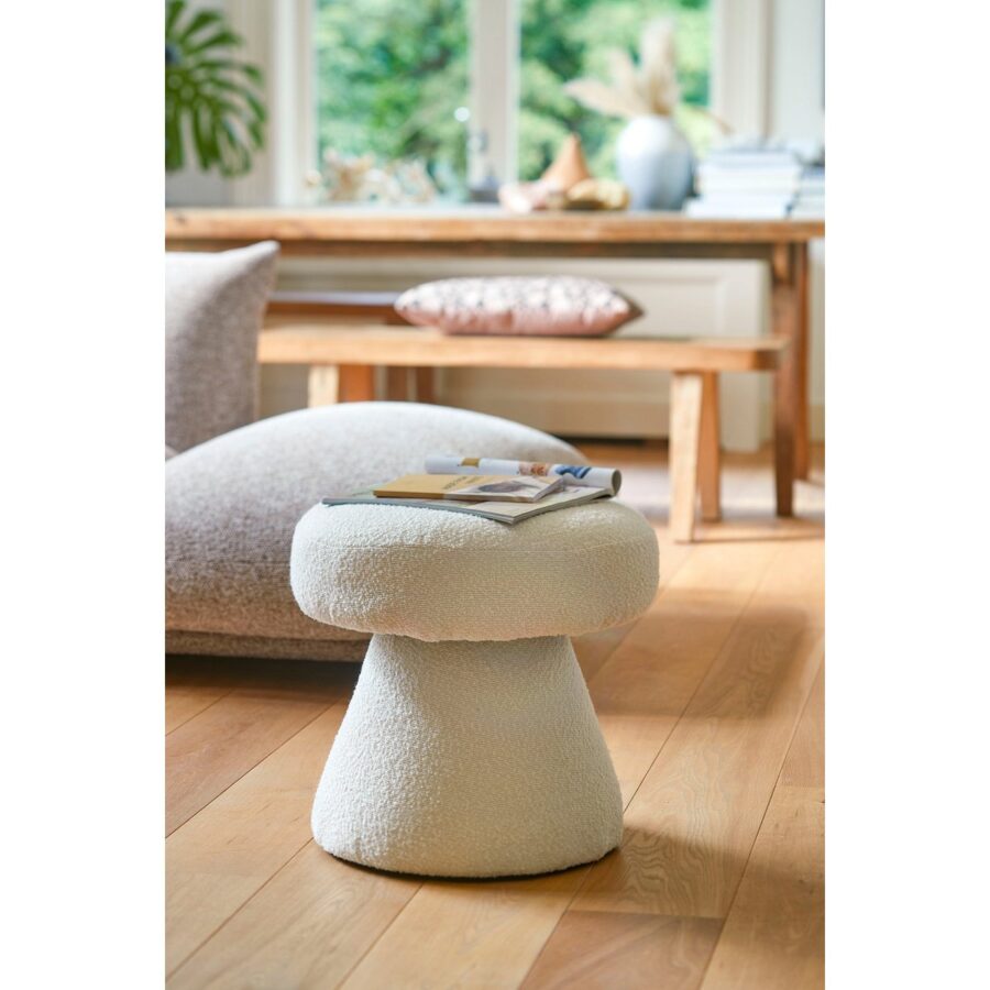 Poef - H46 x Ø49 cm - Off White - Afbeelding 5