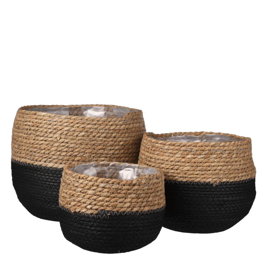 Jorck Plantenmand - Set van 3 - H24 x Ø26 cm - Zwart