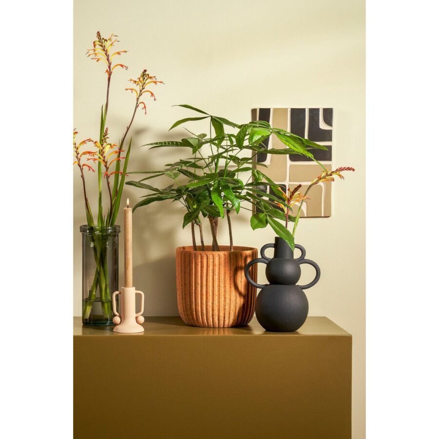 Ula Kandelaar - H12 x Ø8 cm - Metaal - Beige - Afbeelding 4
