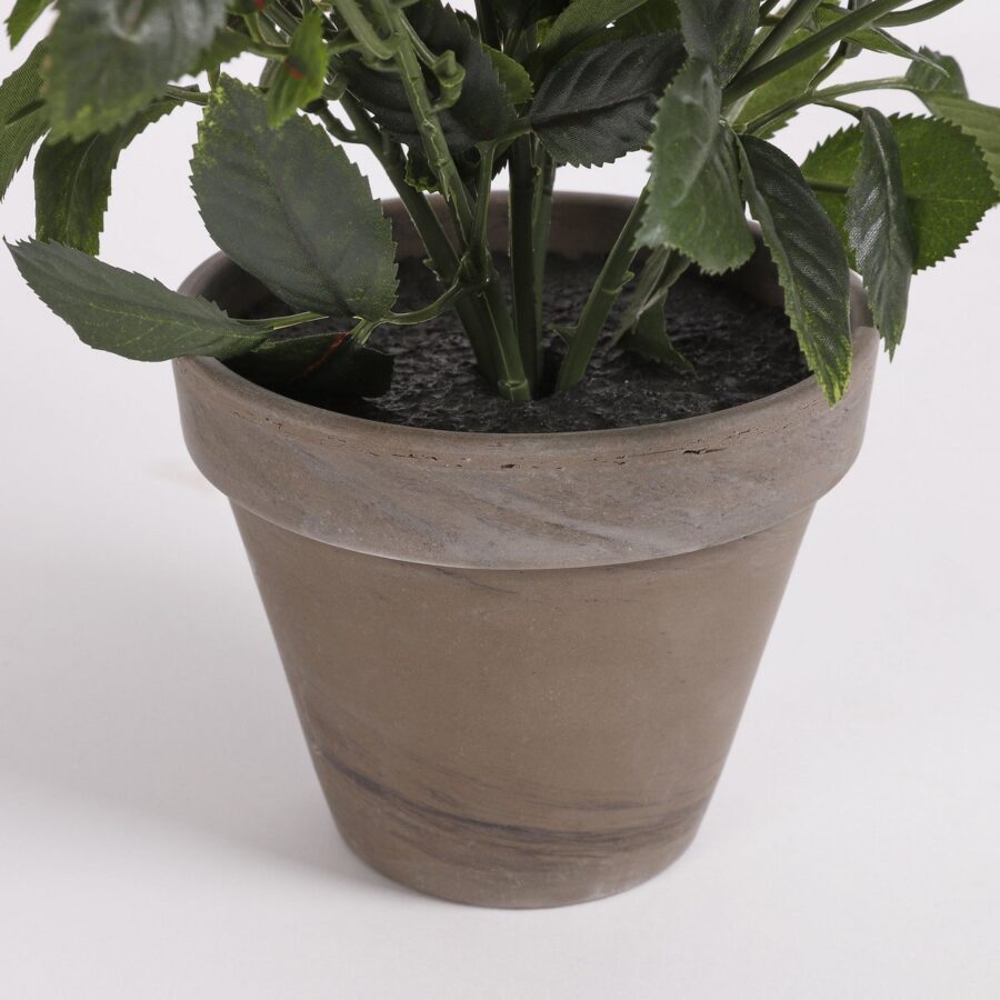 Rozenstruik Kunstplant in Bloempot Stan - H33 x Ø25 cm - Wit - Afbeelding 3