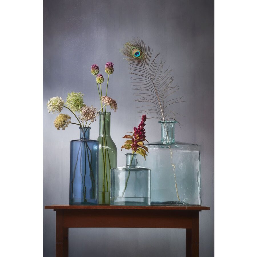 Guan Fles Vaas - H26 x Ø21 cm - Gerecycled Glas - Transparant - Afbeelding 5