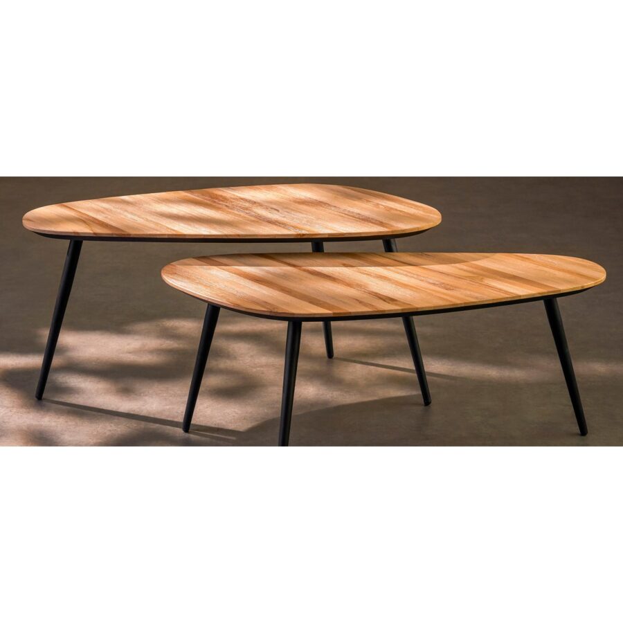Jailey Bijzettafel - Set van 2 - L84 x B39 x H39 cm - Gerecycled Hout - Bruin - Afbeelding 8