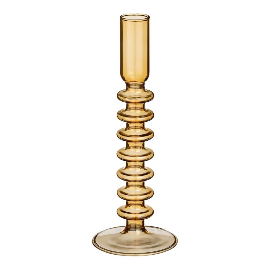 Agios Kandelaar - H20 x Ø8 cm - Glas - Bruin
