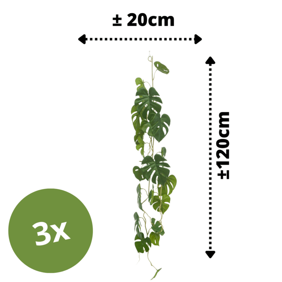 3st. Monstera Kunstslinger 120cm (Guirlande) - Afbeelding 4