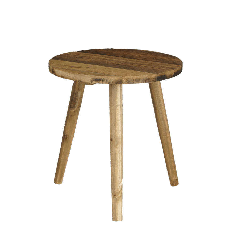 Bold Bijzettafel - H36 x Ø33 cm - Gerecycled Hout - Bruin