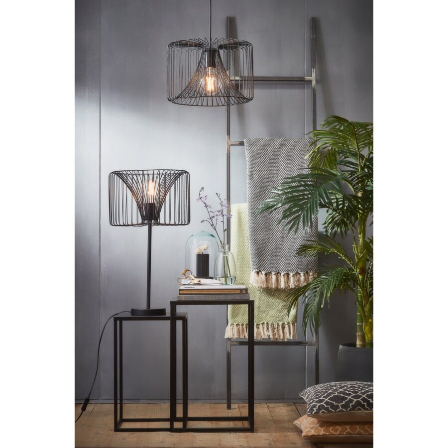 Goa Bijzettafel - Set van 2 - L30 x B30 x H70 cm - Metaal - Zwart - Afbeelding 7